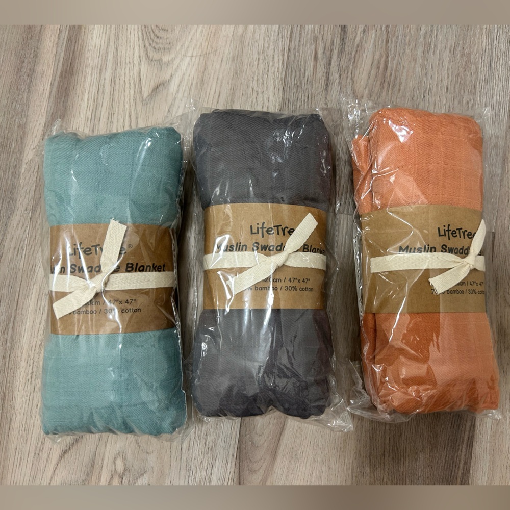 BRAND NEW SET OF 3 Muslin Cotton Swaddles